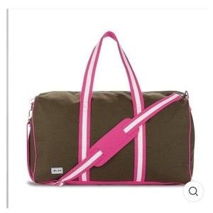 Ame & LuLu Out of Dodge Weekend Duffle Brown Pink  White Tennis